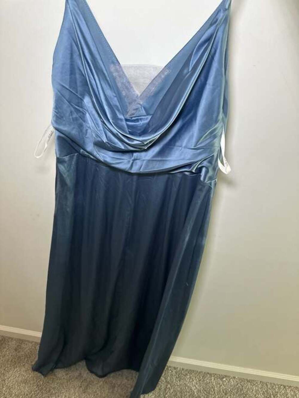 DB Studio Celebrate Satin V-Neck Maxi Dress Blue Size 14